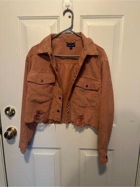 Timing Cropped Corduroy Jacket in Rust Brown